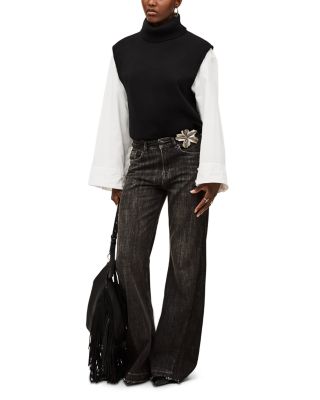 Fadou Mid Rise Flare Jeans in Blackstone