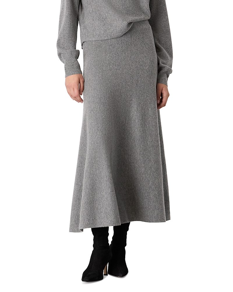 Whistles Midi Wool Skirt In Gray