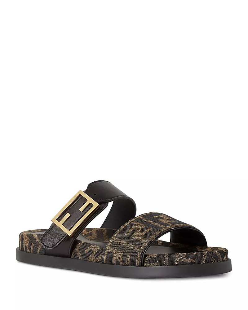 Fendi Women's Fendi Feel Leather & Ff Fabric Sandals