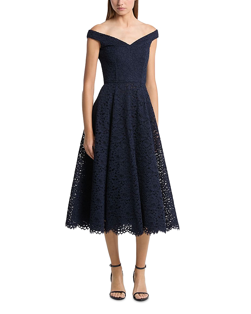 Michael Kors Collection Lace Portrait Midi Dress