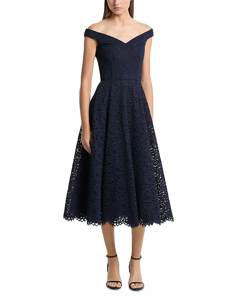 Michael Kors Collection Lace Portrait Midi Dress