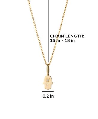 Solid Yellow Gold Lab Grown Diamond Hamsa Necklace
