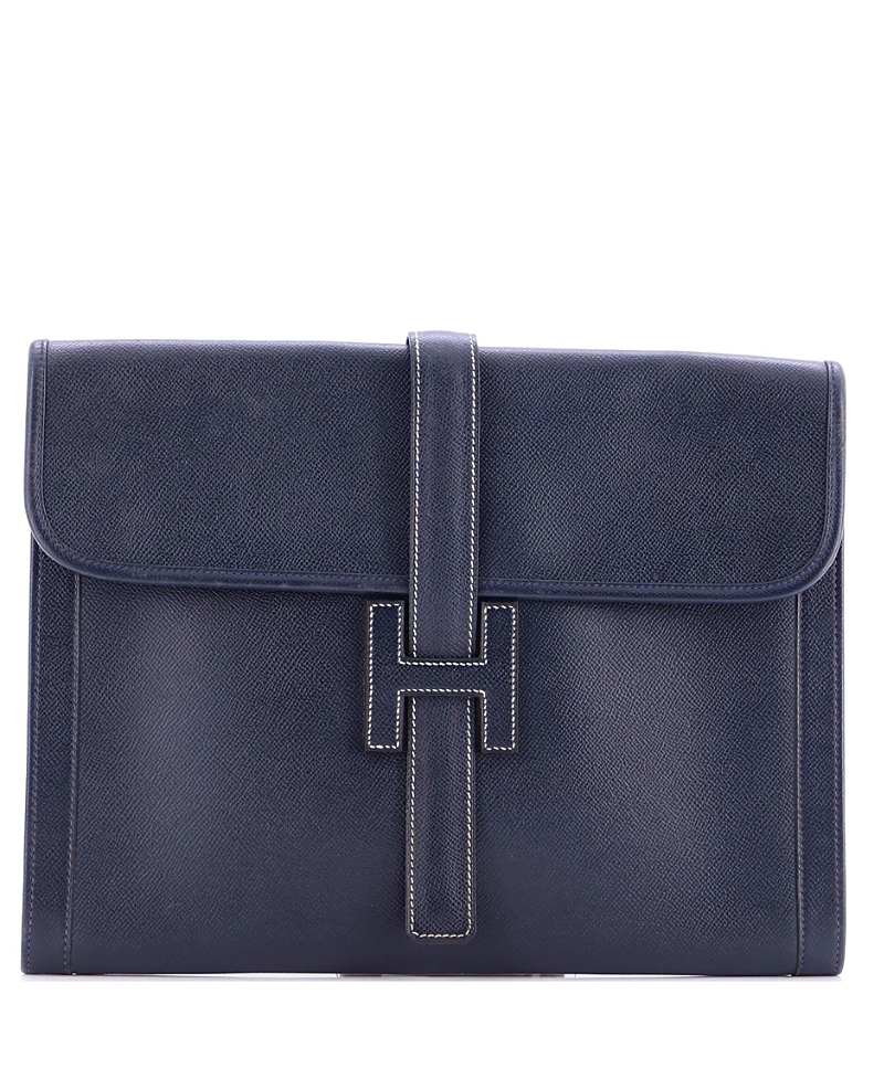 Click to view more detailed imagery on our partner's website Pre-owned Pre-owned Hermes Hermes Gm Jige Clutch Courchevel In Blue