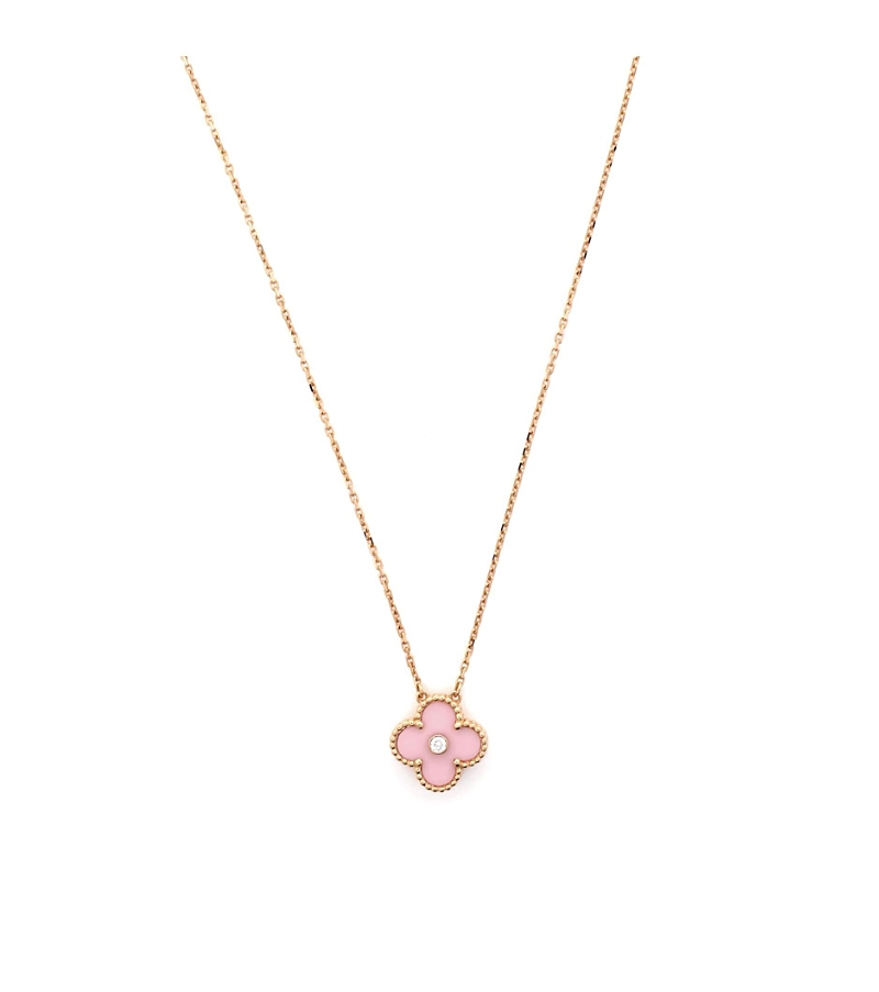Click to view more detailed imagery on our partner's website Pre-owned Pre-owned Van Cleef & Arpels Van Cleef & Arpels Vintage Alhambra Pendant Necklace 18k Rose Gold And Pink Sevres Porcela