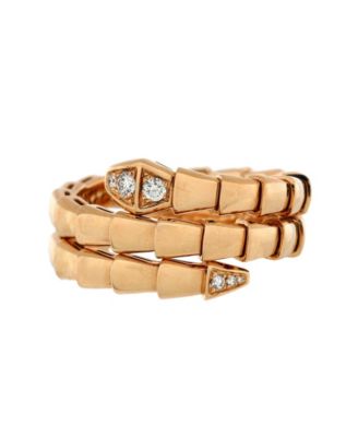  Serpenti Viper Two-Coil Ring 18K Rose Gold with Diamond