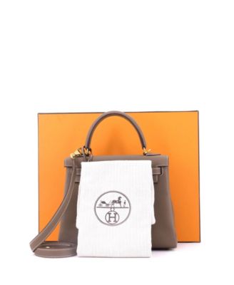 Kelly 25 Handbag Grey Togo with Gold Hardware