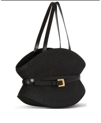  Shuffle Medium Bag in Calfskin Leather and Raffia