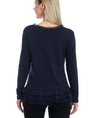  Mixed Media Ruffle Hem Tee