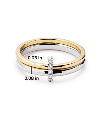 Solid Gold Two Tone Lab Grown Diamond Link Ring