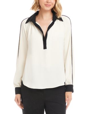 Long Sleeve Colorblock Edge Stitch Top