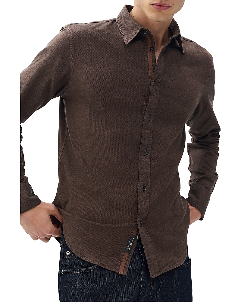Rag & Bone Tomlin Cotton Dobby Button-up Shirt In Brown