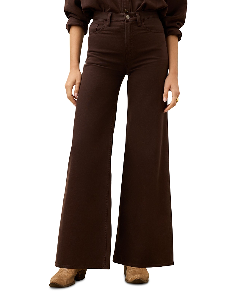 Faherty Saturday High Rise Wide Leg Jeans In Chocolate Brown In Brown