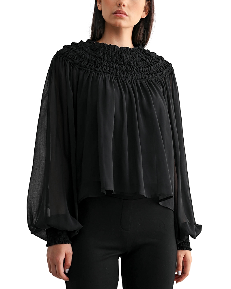Mable Smocked Sheer Blouse