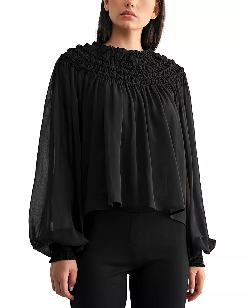 Mable Smocked Sheer Blouse