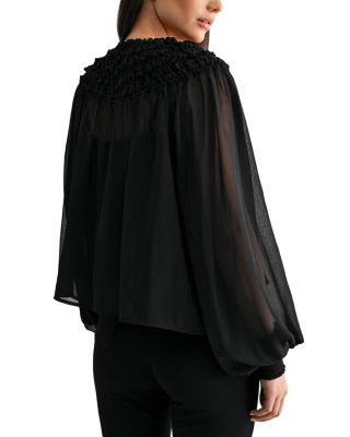 Smocked Sheer Blouse