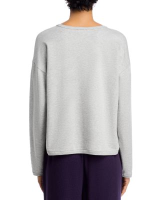 Striped Cozy Brushed Terry Round Neck Cropped Boxy Top