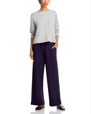 Waffle Double Knit Wide Ankle Pants with Drawstring
