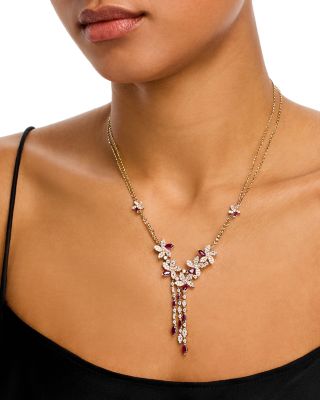 Ruby & Diamond Statement Necklace in 14K Yellow Gold
