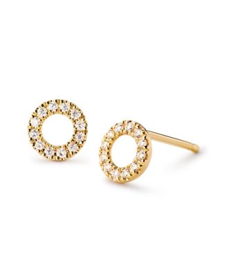  Solid Yellow Gold Lab Grown Diamond Circle Studs