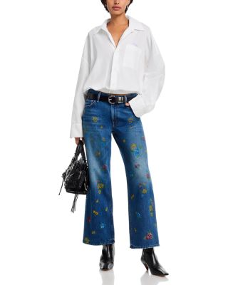 Lil Rerun Zip Sneak High Rise Wide Leg Jeans in Field of Flowers