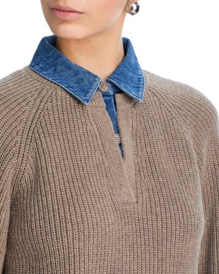 Denim Collar Sweater
