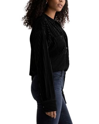 Flocked Velvet Striped Shirt