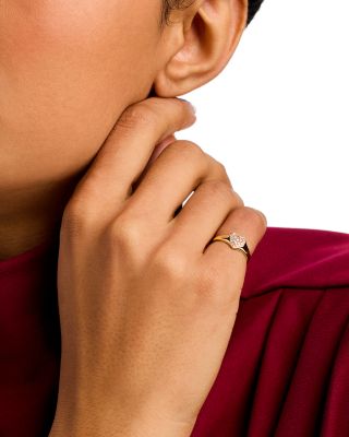 Diamond Heart Pinky Ring in 14K Yellow Gold, 0.08 tcw