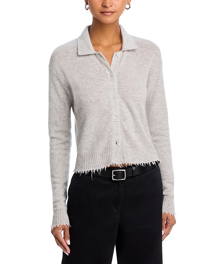 Re/done The Loose Cashmere Polo Cardigan Sweater In Gray