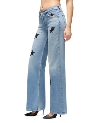 Mid Rise Wide Leg Jeans in Opal Indigo Star