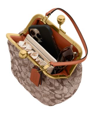 Crystal Signature Jacquard Kisslock Frame Bag