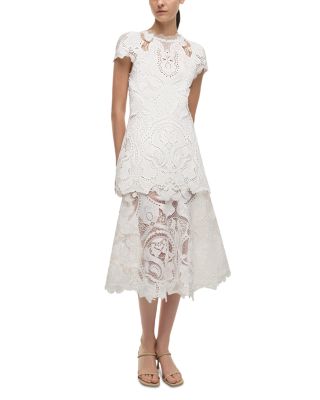 Laura Guipure Lace Cap Sleeve Midi Dress
