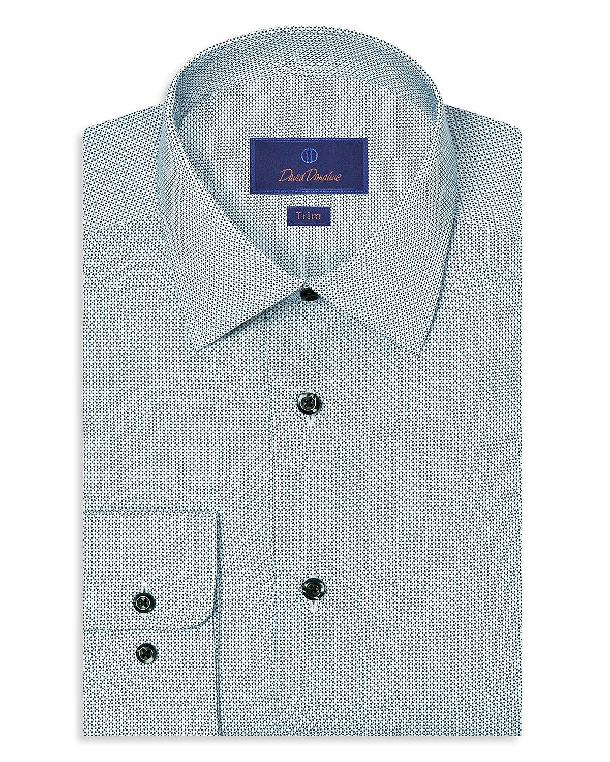 David Donahue Trim Fit Geometric Print Dress Shirt