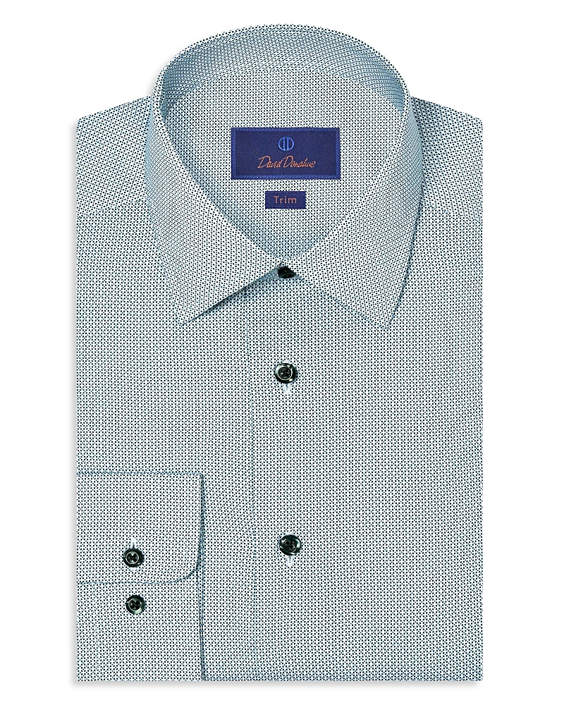 David Donahue Trim Fit Geometric Print Dress Shirt