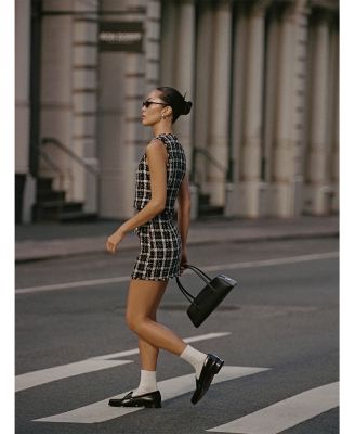 Windowpane Tweed Mini Skirt
