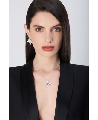 18K White Gold Ghirlanda Diamond Pav&eacute; Cluster Flower Statement Earrings