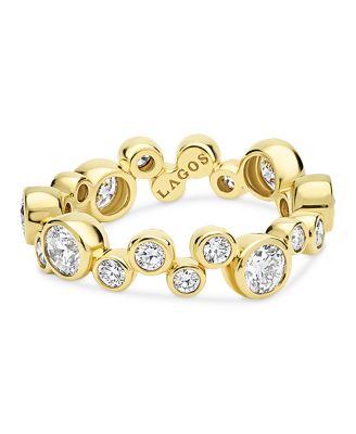 18K Yellow Gold Fizz Diamond Bubble Stack Ring