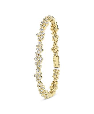 18K Yellow Gold Fizz Diamond Bezel Cluster Tennis Bracelet
