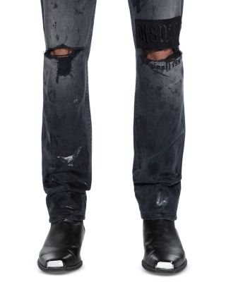 Chitch Powder Slim Fit Distressed Jeans in Charcoal Gray