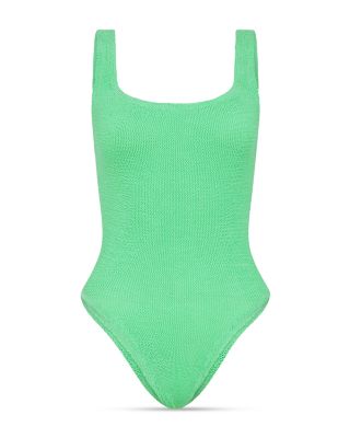 Square Neck Crinkle One Piece Swimsuit