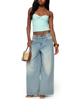 Zoee Twisted Textured Halter Top