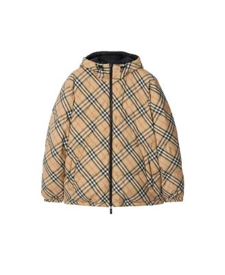 Reversible Check Hooded Puffer Jacket