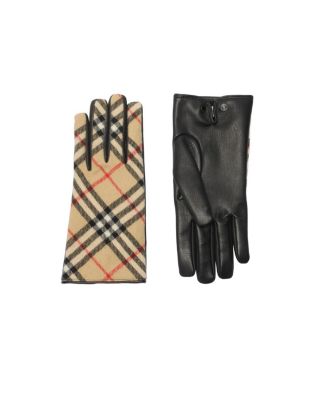 Check Wool Cashmere Gloves