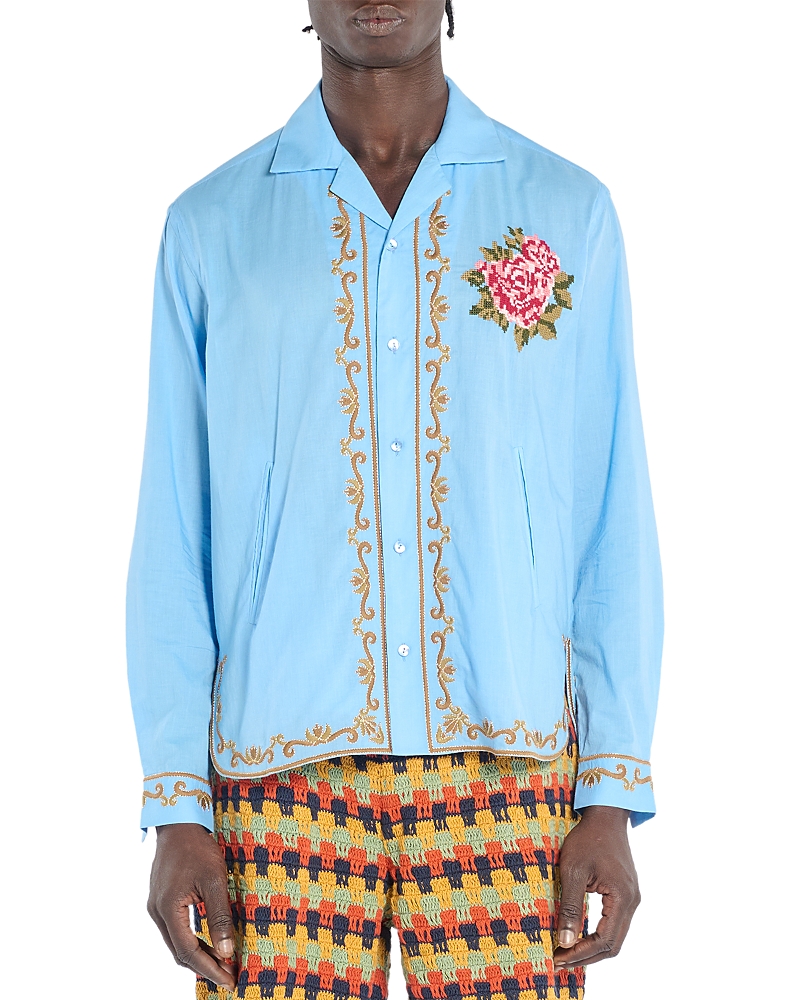 Baziszt Hamilton Embroidered Button Front Camp Shirt