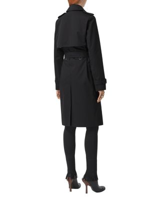  Long Check Lapel Gabardine Trench Coat