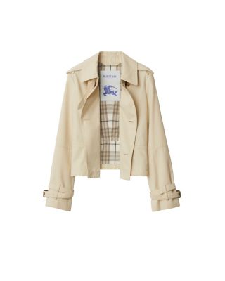 Cropped Cotton Blend Trench Jacket