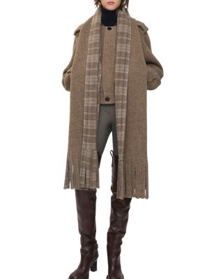 Detachable Scarf Wool Blend Jacket
