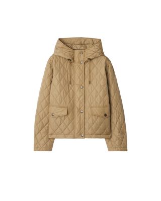 Cropped Quilted Nylon Hooded Jacket