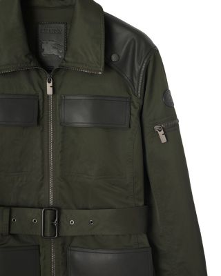 Leather Trim Nylon Blend Field Jacket