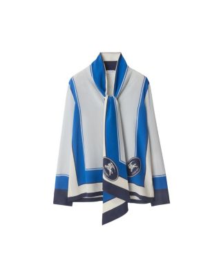 Slim Fit Knight Stamp Box Silk Scarf Shirt