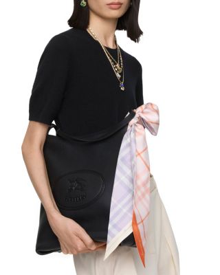  Skinny Contrast Check Silk Scarf